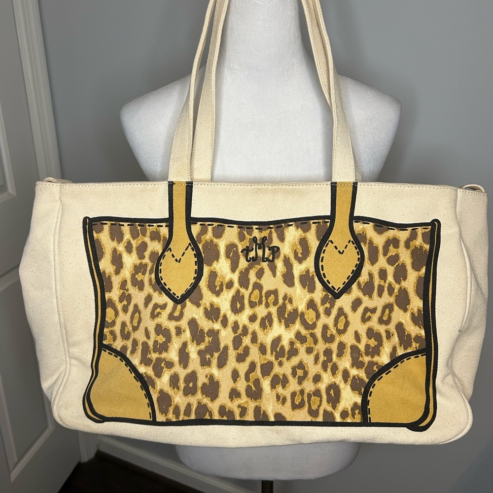 Jill Martin The Martin Project Canvas Bag with Leopard Bag Detail